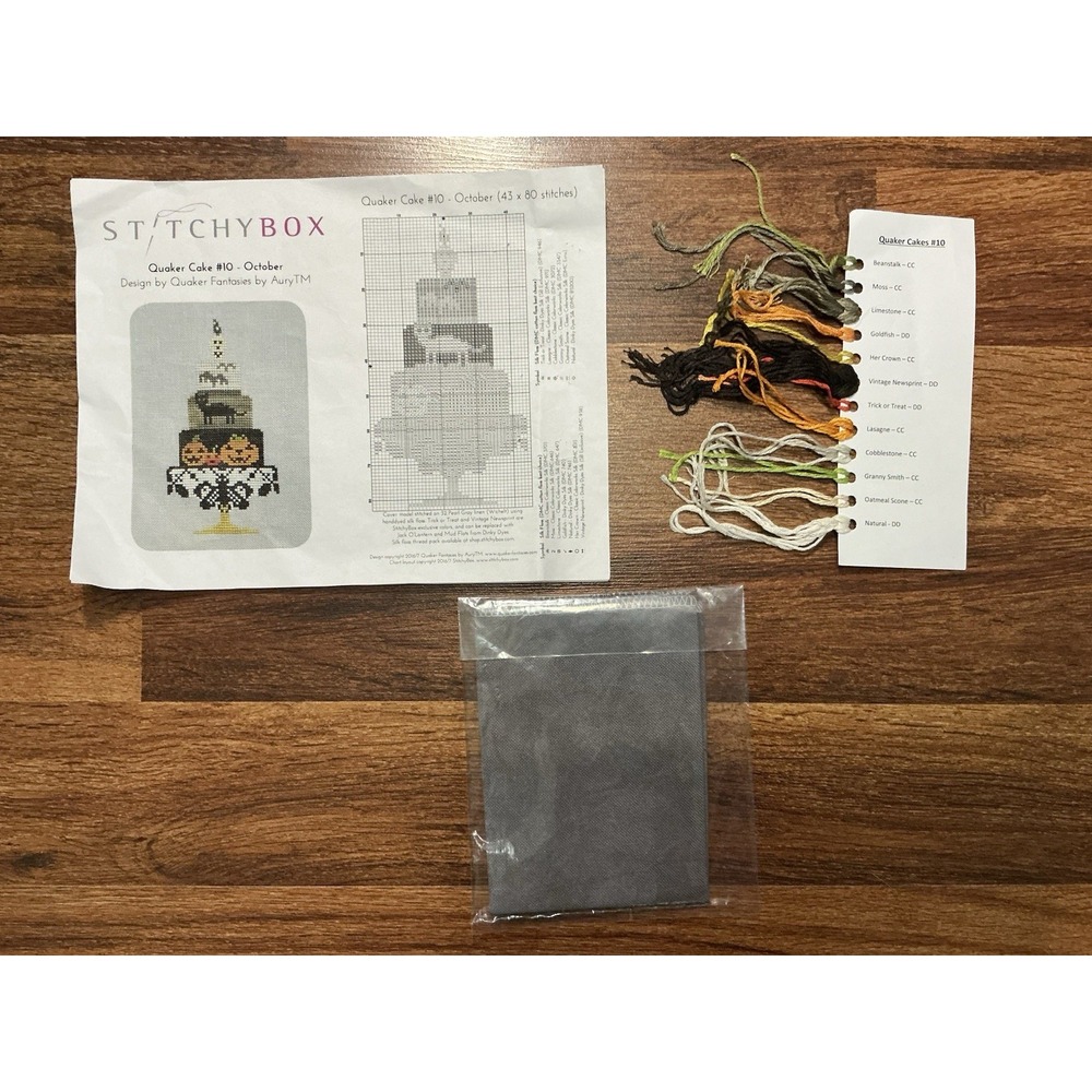 2016 Stitchy Box QUAKER CAKE #10 - OCTOBER (43 X 80 Stitches) Cross Stitch Kit